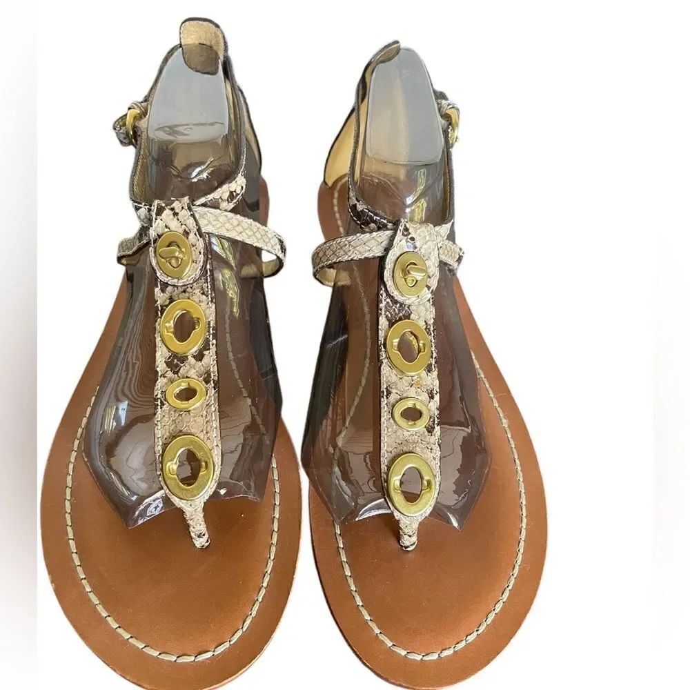 NWT Coach Sieannah Snake  Print Leather Thong sandals 11B